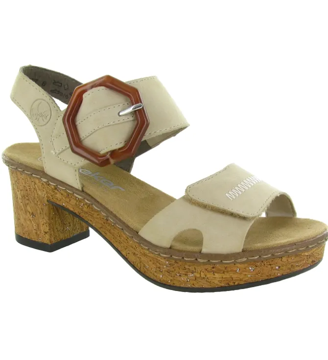 sandales et nu pieds - Confort - femme - Synthétique - Beige - Rieker