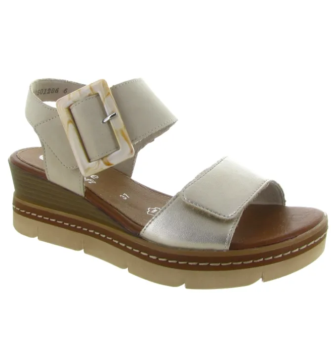 sandales et nu pieds - Confort - femme - Cuir - Beige - Remonte