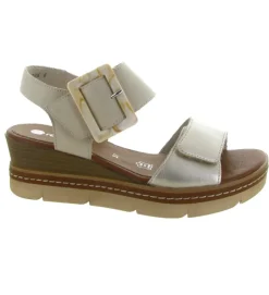 sandales et nu pieds - Confort - femme - Cuir - Beige - Remonte