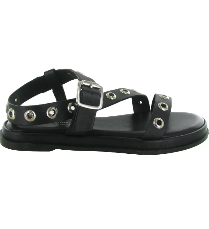 sandales et nu pieds - Confort - femme - Cuir - Noir - Atelier tropezien
