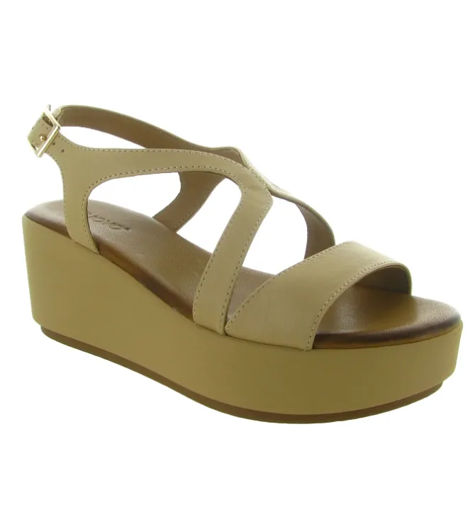 sandales et nu pieds - Confort - femme - Cuir - Beige - Inuovo
