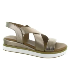 sandales et nu pieds - Confort - femme - Cuir laminé - Bronze - Inuovo