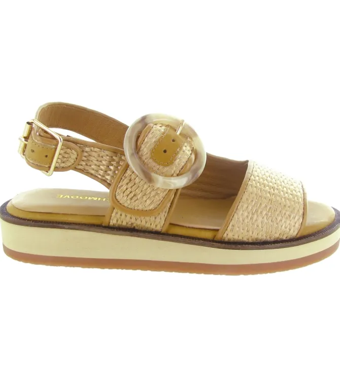 sandales et nu pieds - Confort - femme - Cuir - Beige - Schmoove
