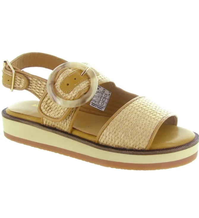 sandales et nu pieds - Confort - femme - Cuir - Beige - Schmoove