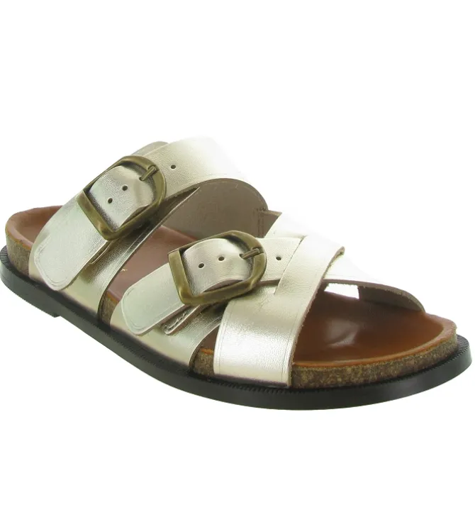 sandales et nu pieds - Confort - femme - Cuir - Gris - Maison toufet