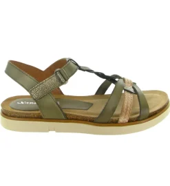 sandales et nu pieds - Confort - femme - Cuir - Kaki - Xapatan