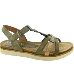 sandales et nu pieds - Confort - femme - Cuir - Kaki - Xapatan
