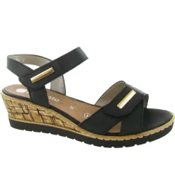 sandales et nu pieds - Confort - femme - Cuir - Noir - Remonte
