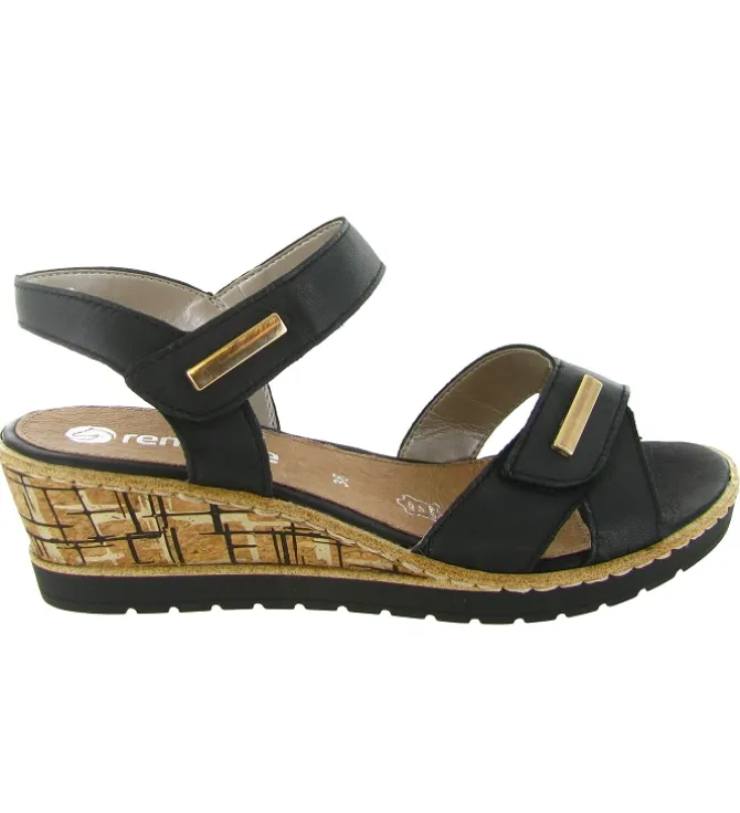 sandales et nu pieds - Confort - femme - Cuir - Noir - Remonte