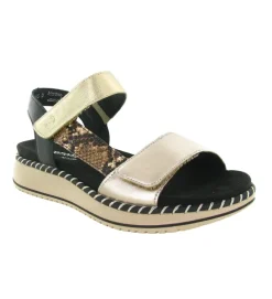 sandales et nu pieds - Confort - femme - Cuir - Or - Remonte
