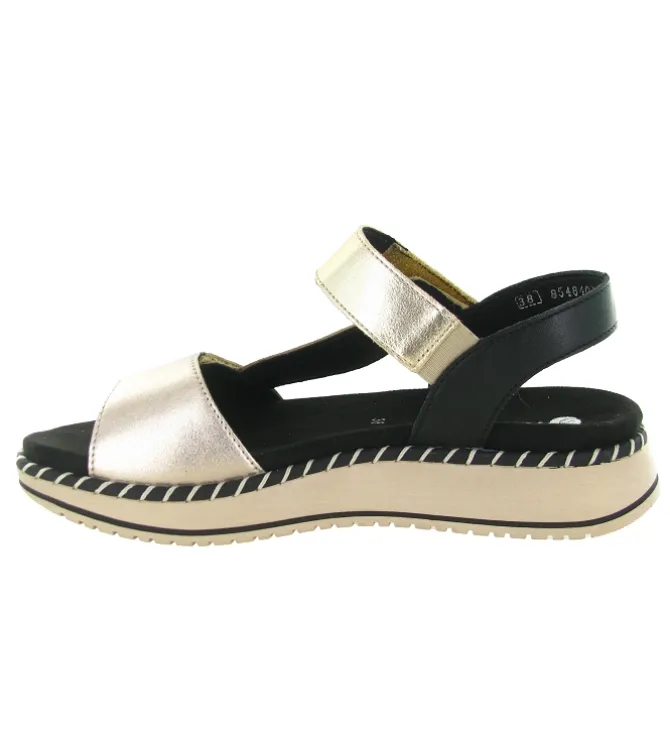 sandales et nu pieds - Confort - femme - Cuir - Or - Remonte