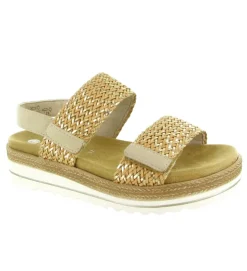 sandales et nu pieds - Confort - femme - Cuir - Beige - Remonte
