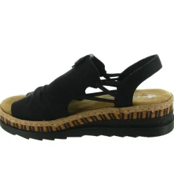 sandales et nu pieds - Confort - femme - Nubuck - Noir - Rieker