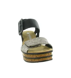sandales et nu pieds - Confort - femme - Synthétique - Noir - Rieker