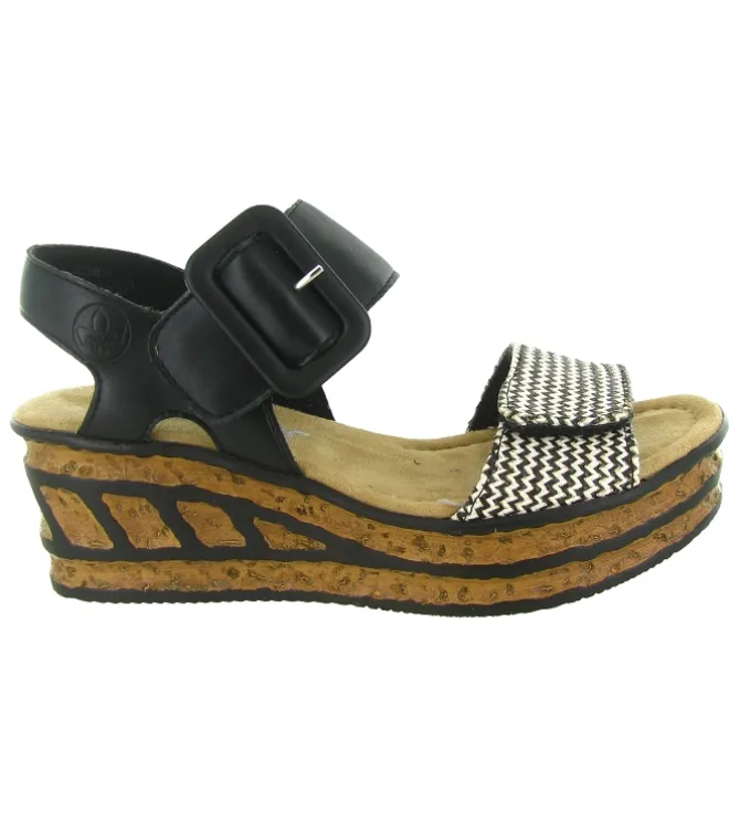 sandales et nu pieds - Confort - femme - Synthétique - Noir - Rieker