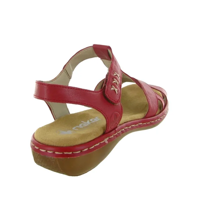 sandales et nu pieds - Confort - femme - Cuir - Rouge - Rieker