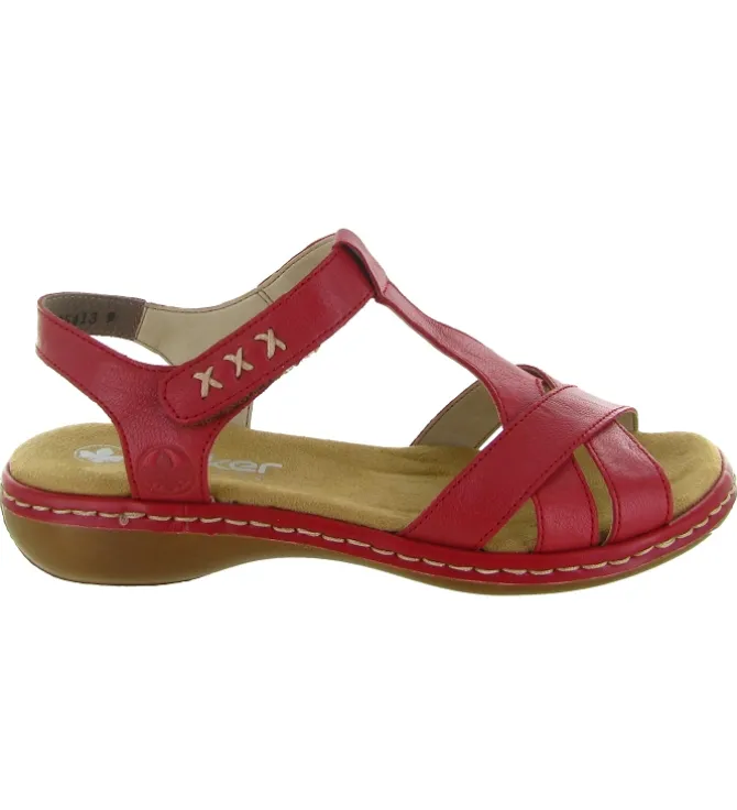 sandales et nu pieds - Confort - femme - Cuir - Rouge - Rieker