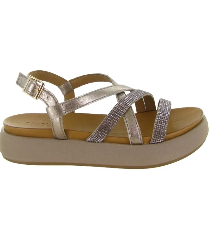 sandales et nu pieds - Confort - femme - Cuir - Argent - Inuovo