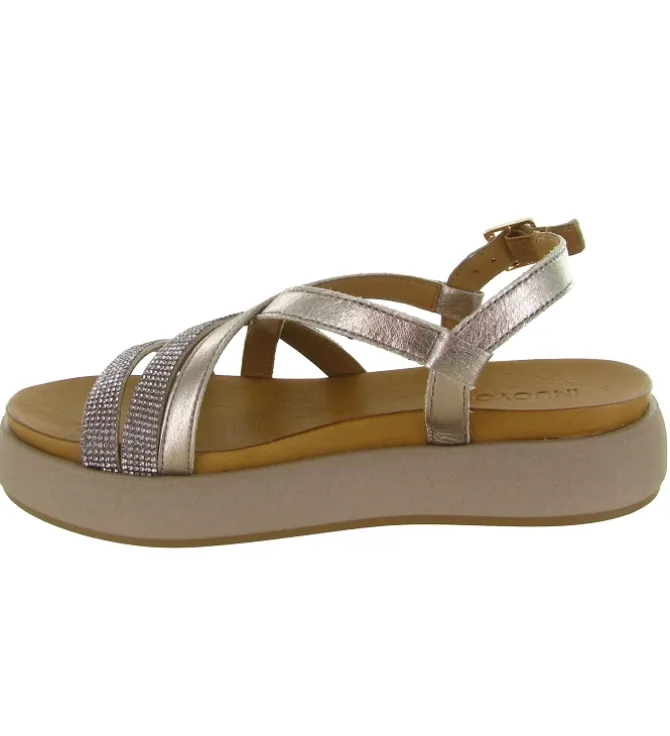 sandales et nu pieds - Confort - femme - Cuir - Argent - Inuovo