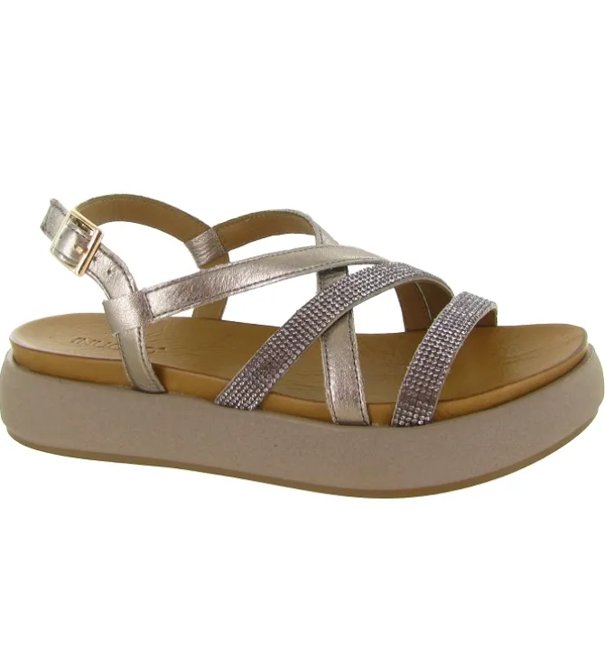 sandales et nu pieds - Confort - femme - Cuir - Argent - Inuovo