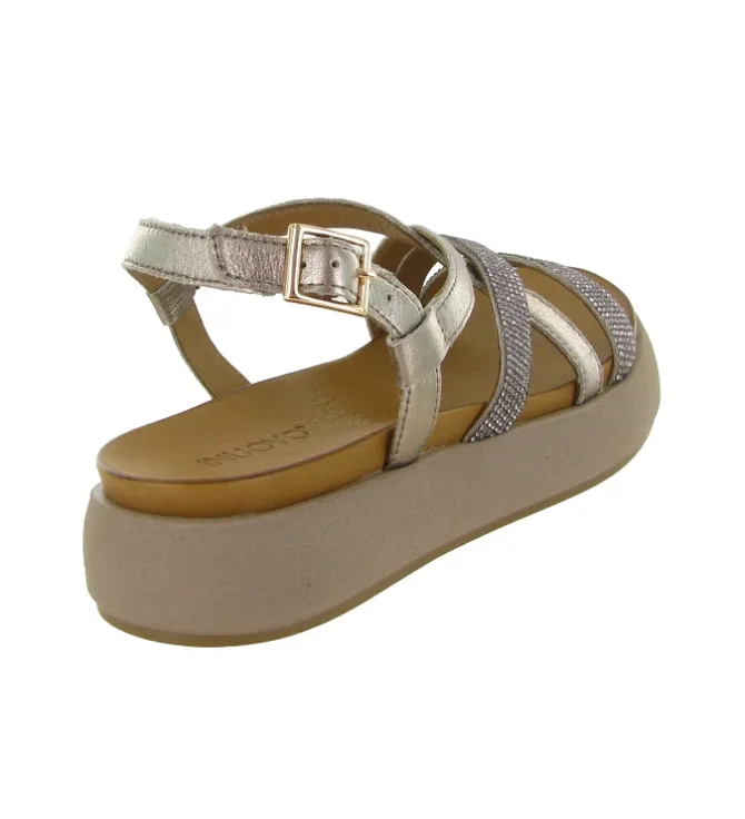 sandales et nu pieds - Confort - femme - Cuir - Argent - Inuovo
