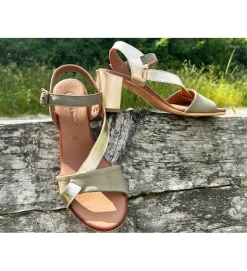 sandales et nu pieds - Cérémonie - femme - Cuir - Kaki - Lune et lautre