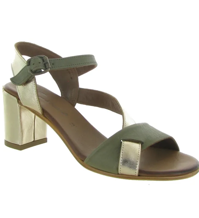 sandales et nu pieds - Cérémonie - femme - Cuir - Kaki - Lune et lautre