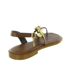 sandales et nu pieds - Entre doigt & Tong - femme - Cuir - Marron - Caryatis