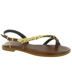 sandales et nu pieds - Entre doigt & Tong - femme - Cuir - Marron - Caryatis