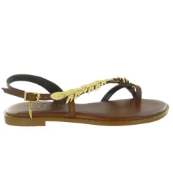 sandales et nu pieds - Entre doigt & Tong - femme - Cuir - Marron - Caryatis