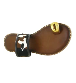 sandales et nu pieds - Entre doigt & Tong - femme - Cuir - Marron - Caryatis