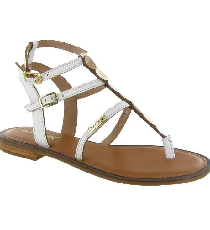 sandales et nu pieds - Entre doigt & Tong - femme - Cuir - Beige - Les tropeziennes