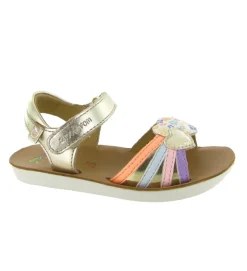 sandales et nu pieds - - junior fille - Cuir - Or - Shoo pom