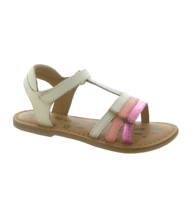 sandales et nu pieds - - junior fille - Cuir - Beige - Kickers