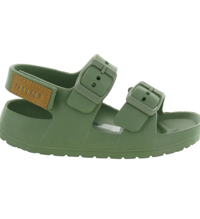 sandales et nu pieds - - junior fille - Synthétique - Kaki - Shoo pom