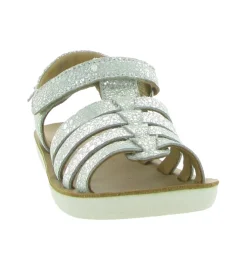 sandales et nu pieds - - junior fille - Cuir - Blanc - Shoo pom