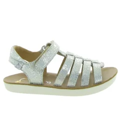 sandales et nu pieds - - junior fille - Cuir - Blanc - Shoo pom