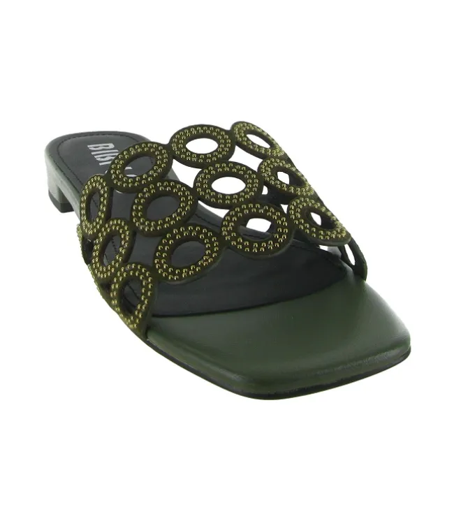 sandales et nu pieds - Mule Sabot - femme - Cuir - Kaki - Bibi lou