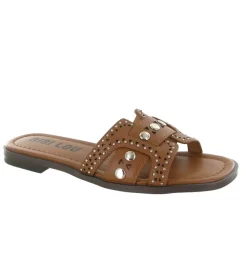 sandales et nu pieds - Mule Sabot - femme - Cuir - Camel - Bibi lou