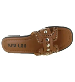 sandales et nu pieds - Mule Sabot - femme - Cuir - Camel - Bibi lou
