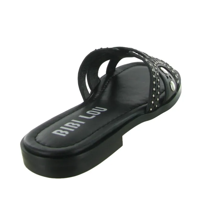 sandales et nu pieds - Mule Sabot - femme - Cuir - Noir - Bibi lou