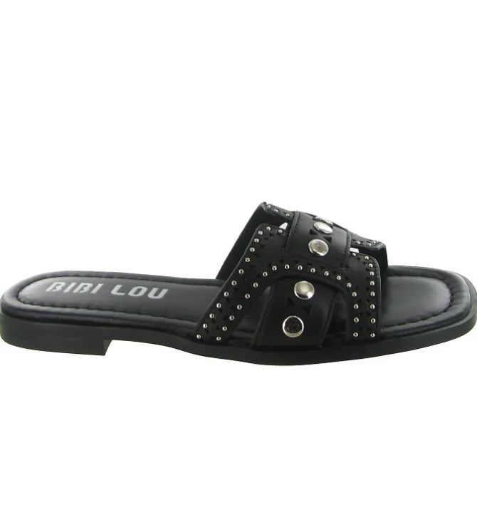 sandales et nu pieds - Mule Sabot - femme - Cuir - Noir - Bibi lou