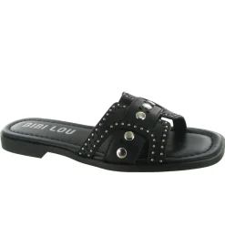 sandales et nu pieds - Mule Sabot - femme - Cuir - Noir - Bibi lou