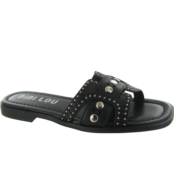 sandales et nu pieds - Mule Sabot - femme - Cuir - Noir - Bibi lou
