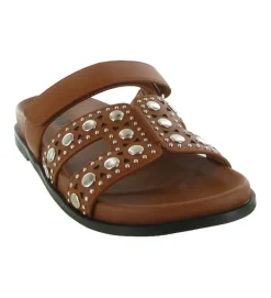 sandales et nu pieds - Mule Sabot - femme - Cuir - Marron - Bibi lou