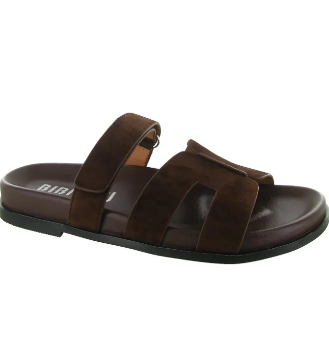 sandales et nu pieds - Mule Sabot - femme - Nubuck - Marron - Bibi lou
