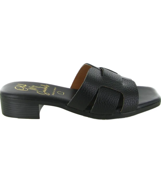 sandales et nu pieds - Mule Sabot - femme - Cuir - Noir - Oh my sandals