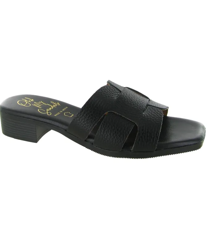 sandales et nu pieds - Mule Sabot - femme - Cuir - Noir - Oh my sandals