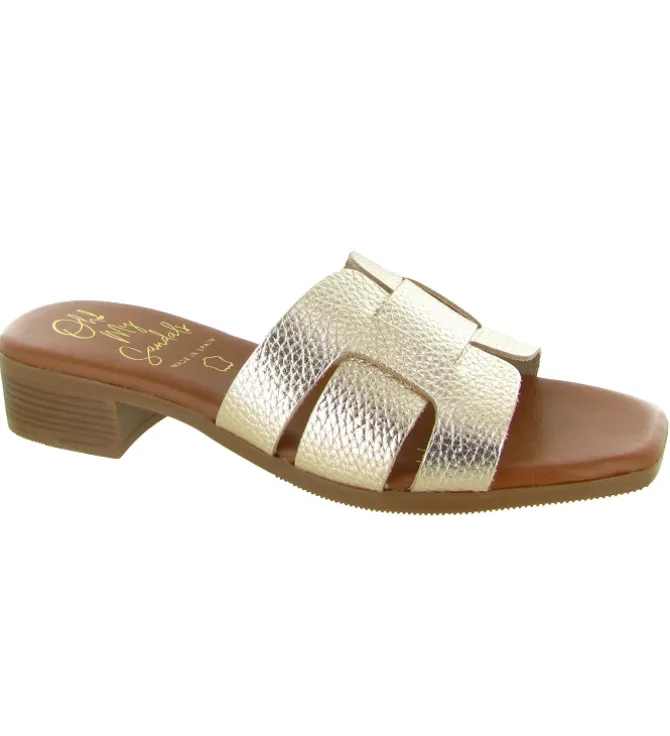 sandales et nu pieds - Mule Sabot - femme - Cuir - Or - Oh my sandals
