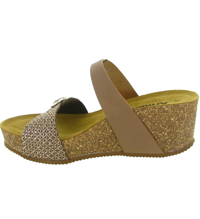 sandales et nu pieds - Mule Sabot - femme - Cuir - Beige - Armando